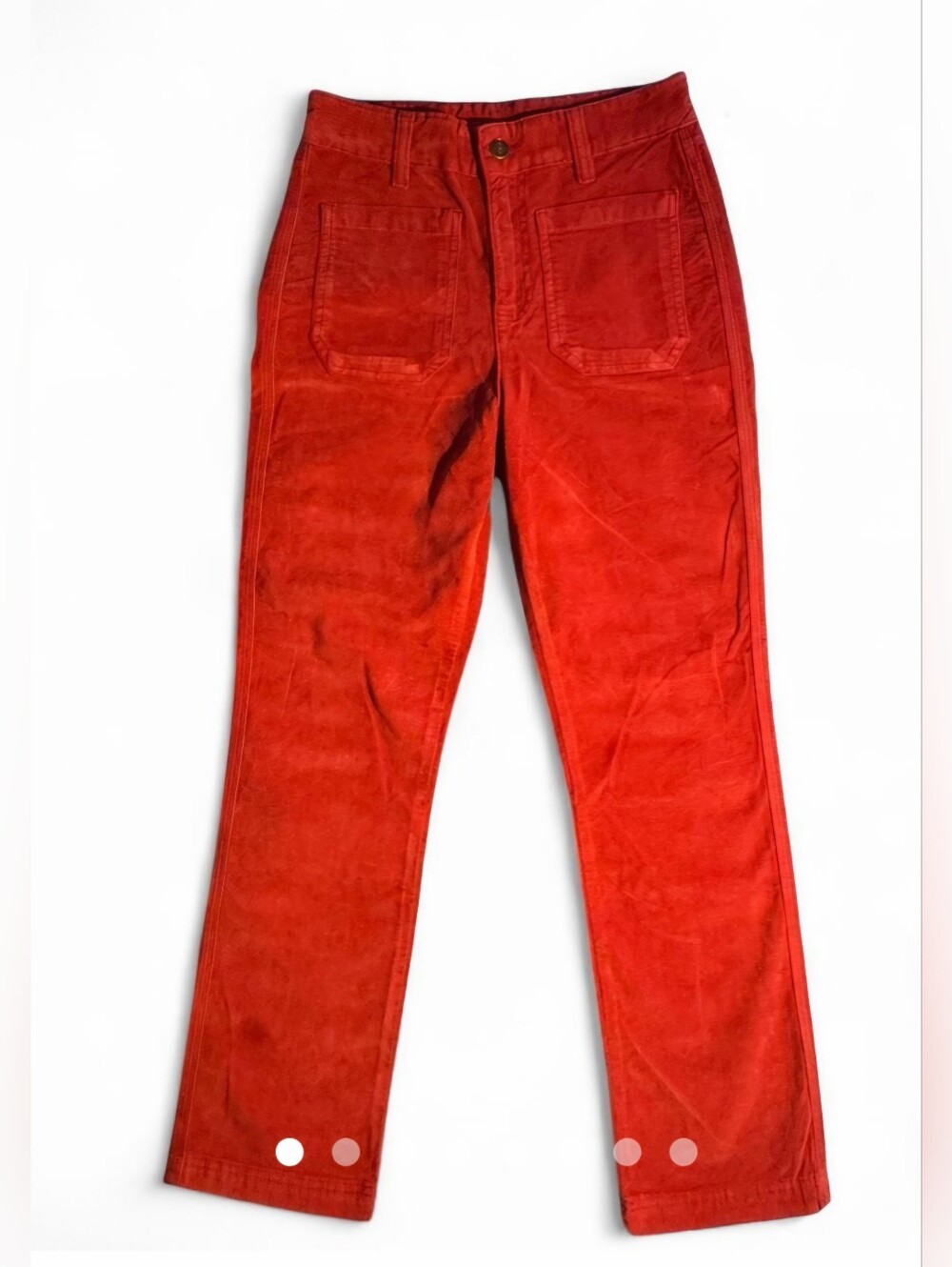 Free People High-Rise Straight-Leg Velour Jeans- In Crimson - Picture 4 of 8